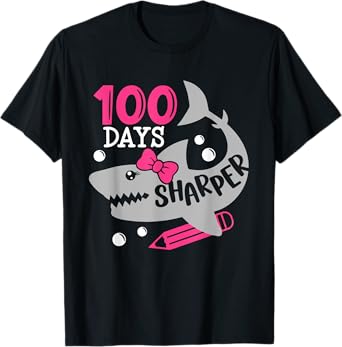 100 Days Sharper Shark Teachers Happy 100th Day Of School T-Shirt
