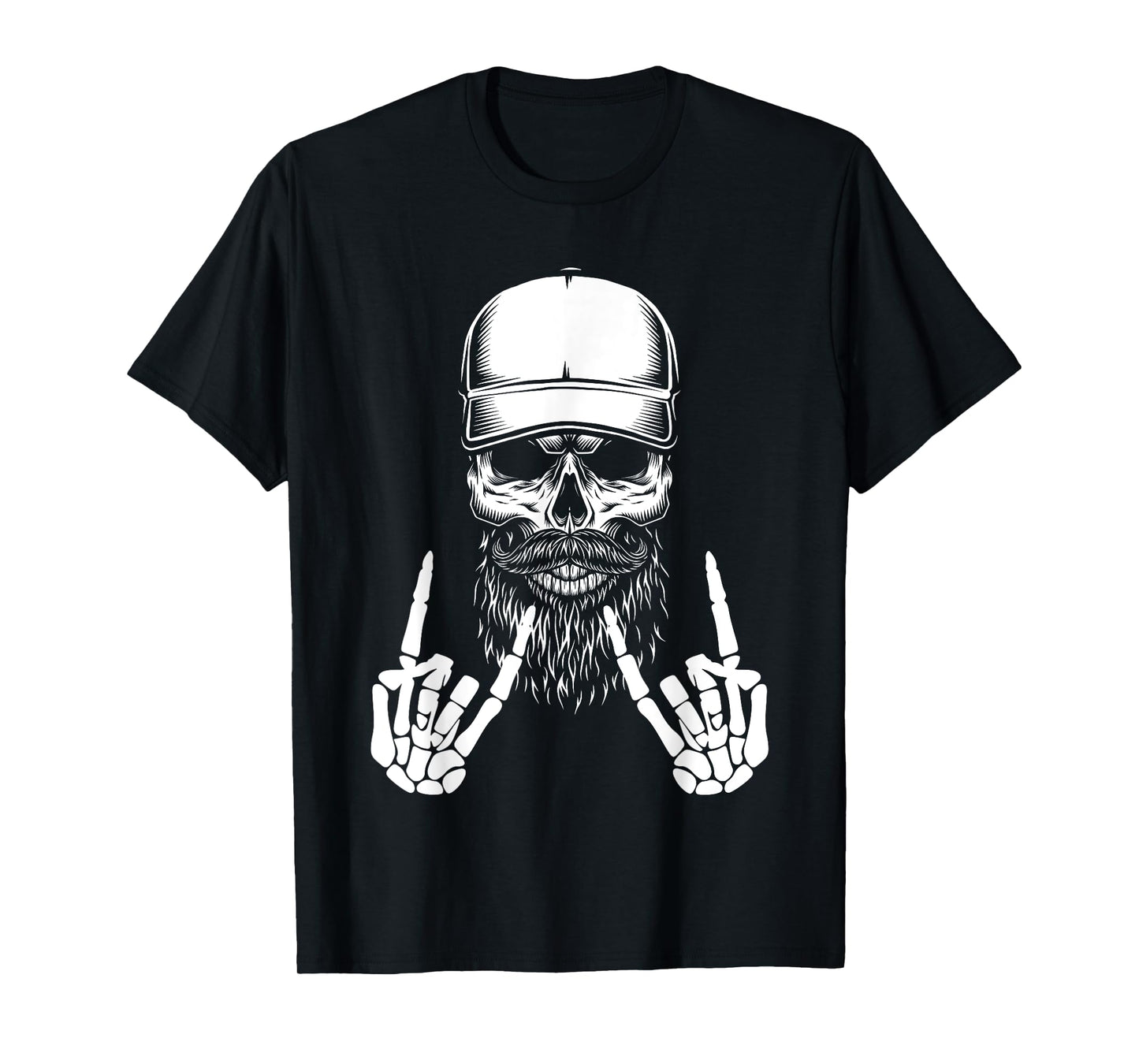 Cool Halloween Punk Rock Skeleton Cap Skater Rocker Skell T-Shirt