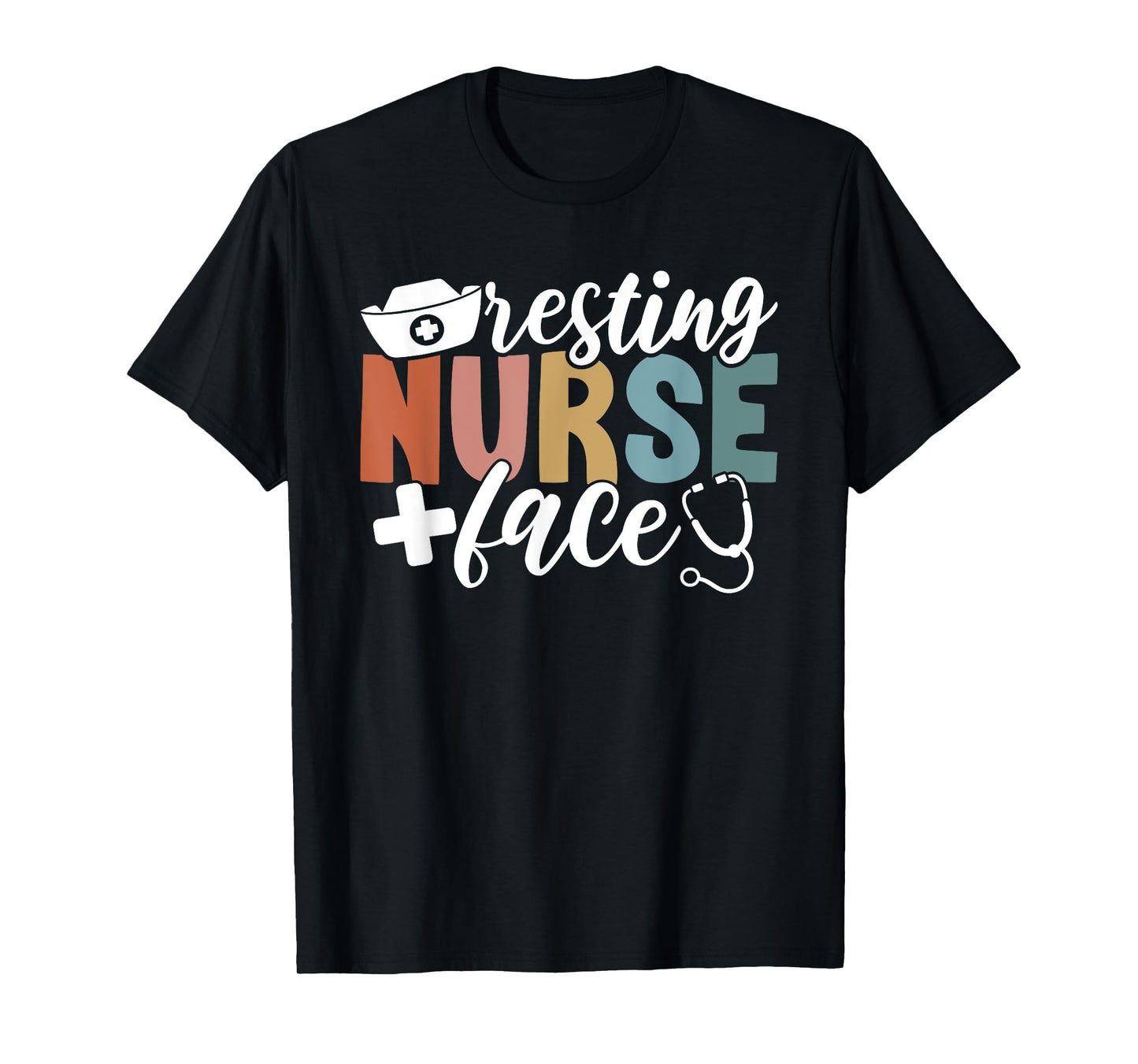 Resting Nurse Face T-Shirt - Black, Small, Unisex-Adults, Short Sleeve, T-Shirt, Nurse Theme, Classic Fit
