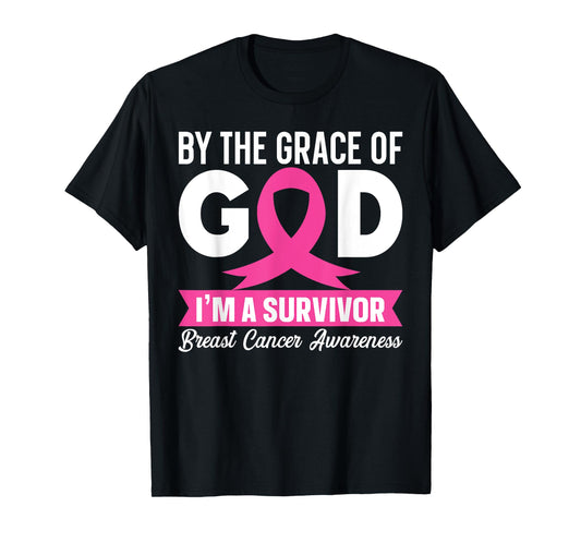 Breast Cancer Awareness Shirt God's Survivor Pink Ribbon T-Shirt