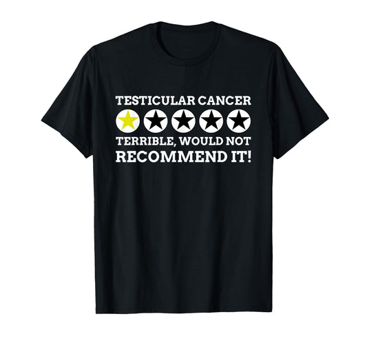 Funny Radical Testicular Cancer T-Shirt - Black, Unisex, Small, Modern Letter Print, Crew Neck, Short Sleeve