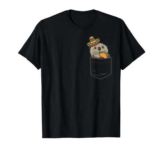 Cute Pocket Otter Cinco De Mayo Shirt Mexican Animal Taco T-Shirt