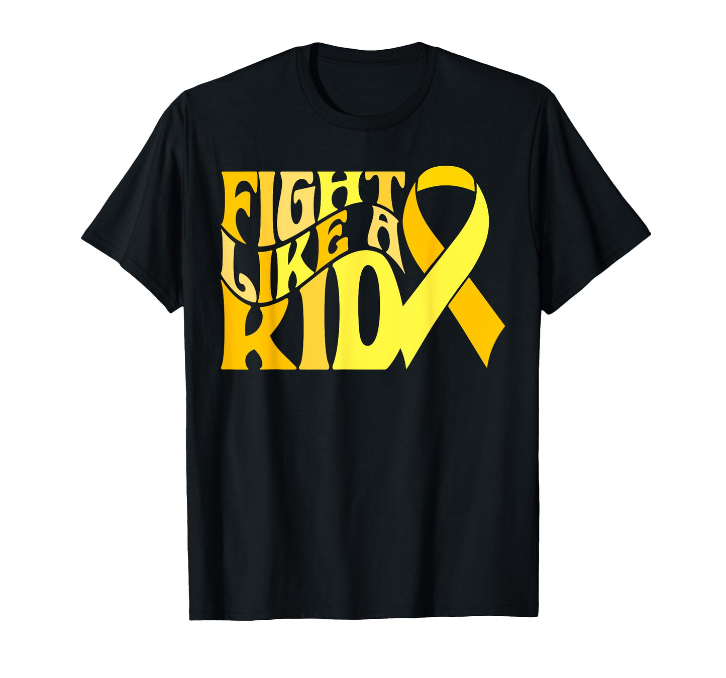 Fight Like Kid Golden Ribbon Childhood Cancer Awareness 2024 T-Shirt