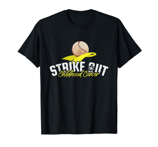 Strike Out Childhood Cancer Awareness Gold Ribbon Gift T-Shirt