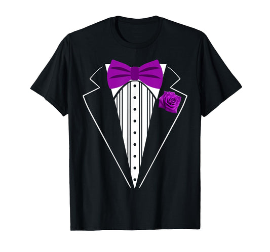 Kids Adult Purple Bowtie Tuxedo, Toddler Costume Youth Tux T-Shirt