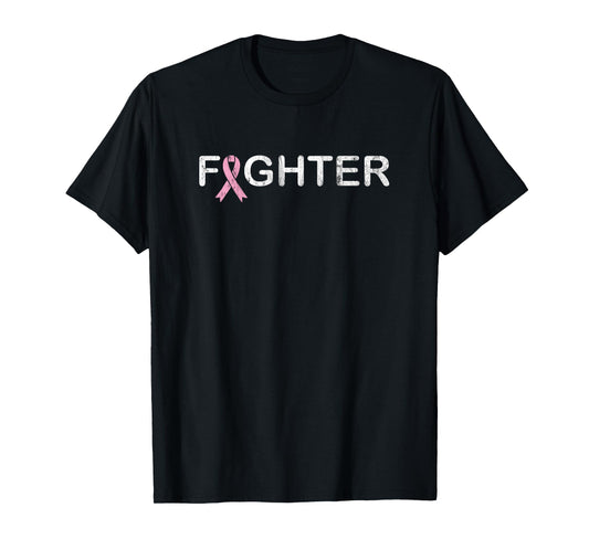 Breast Cancer Fighter T-Shirt - World Cancer Day Pink Ribbon T-Shirt