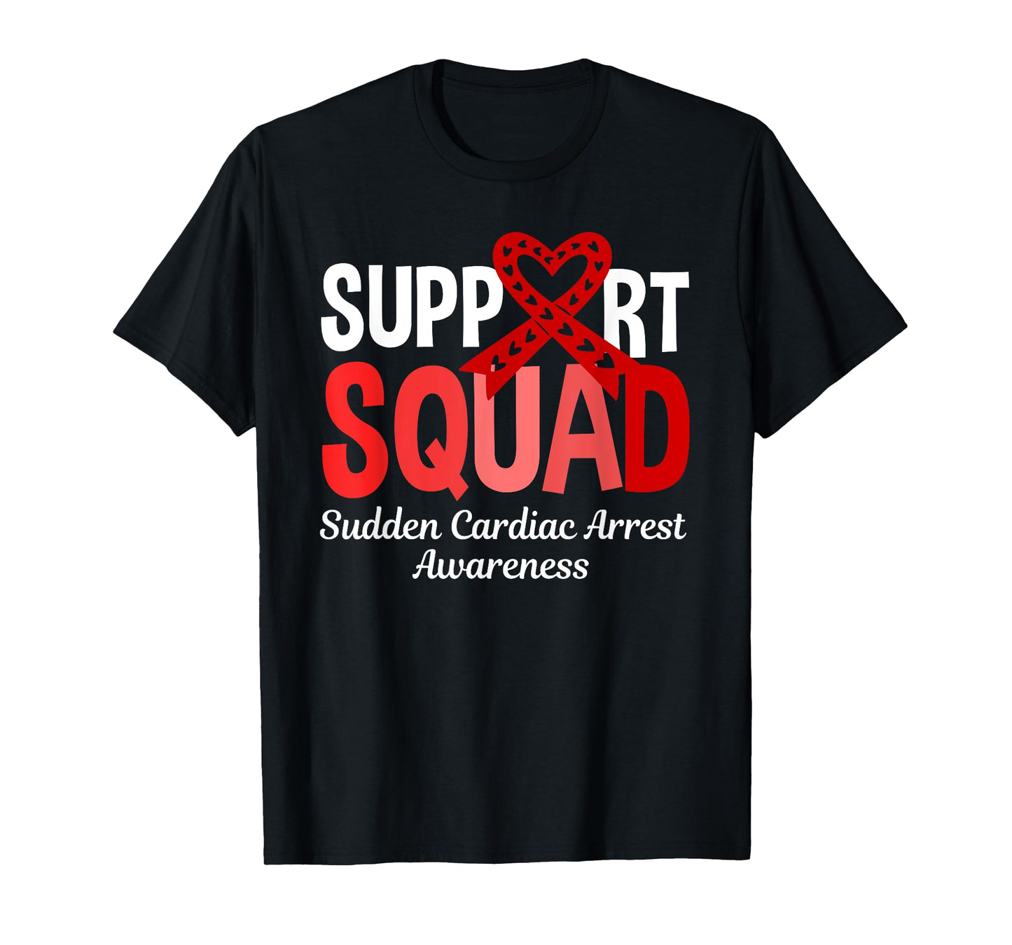 Support Squad Sudden Cardiac Arrest Awareness Red Ribbon T-Shirt