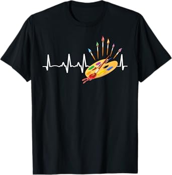 Paint Brush Palette Heartbeat Artist/Painter/Art Teacher Fun Men Women Kids T-Shirt