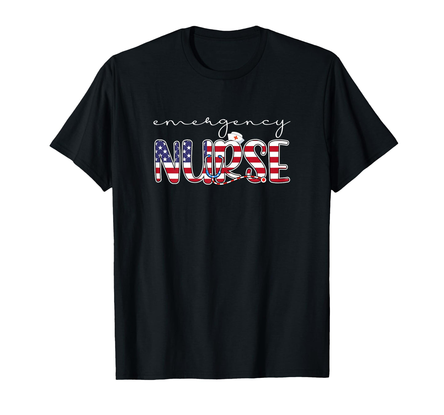 Emergency Nurse American Flag Patriotic Er Nurse 4th Of July T-Shirt for Women