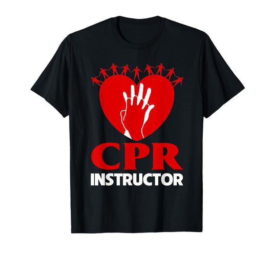 CPR Instructor Teacher First Aid Aed Trainer Red Heart Men Women T-Shirt