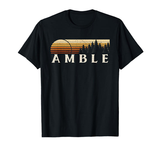 Amble, MI Vintage Evergreen Sunset Eighties Retro T-Shirt