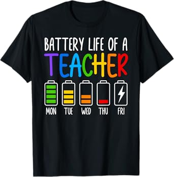 Battery Life Of A Teacher Funny School Teacher Appreciation T-Shirt for Men Women