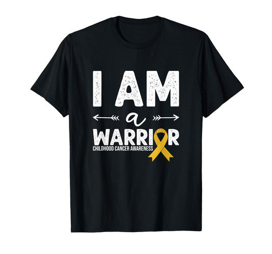 I Am A Warrior - Golden Ribbon Childhood Cancer Awareness T-Shirt