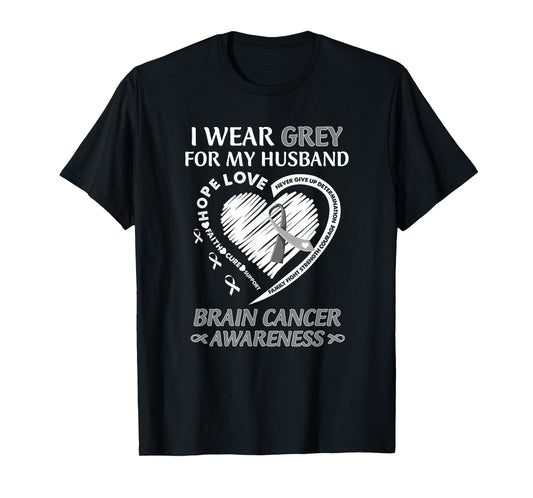 In May I Wear Grey For My Husband Brain Cancer Awareness T-Shirt