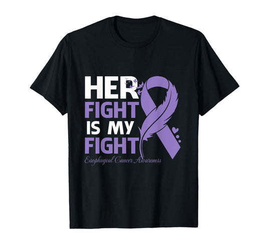 Her Fight Is My Fight Esophageal Cancer Awareness Feather T-Shirt