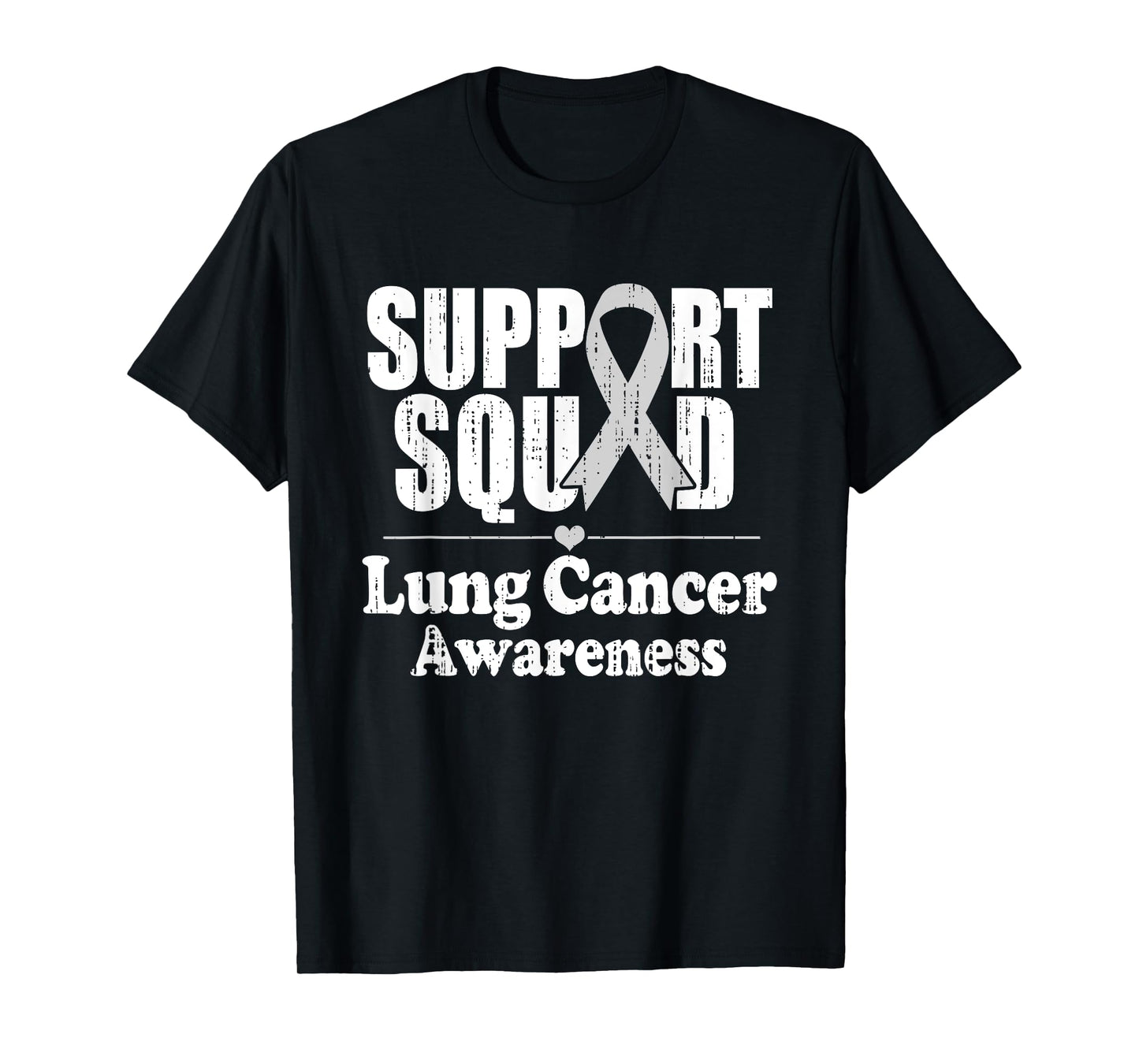 Lung Cancer Awareness White Ribbon Support Crew Squad T-Shirt