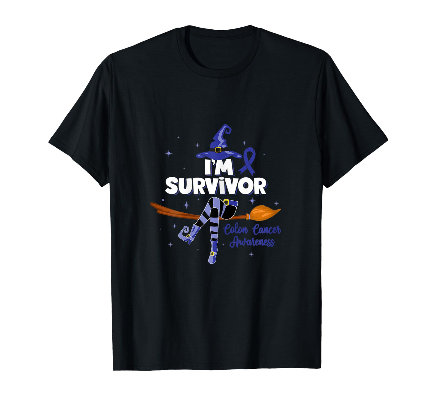 Womens Witch I'm a Survivor Colon Cancer Spooky Halloween T-Shirt