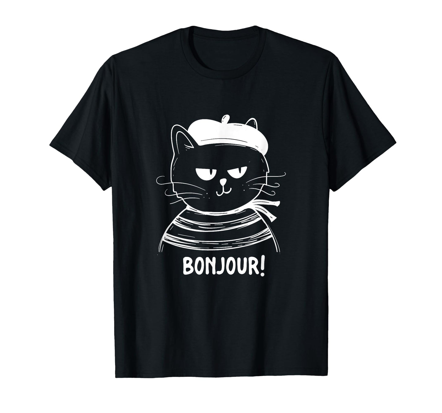 Bonjour - French Cat France Lover Francophile T-Shirt