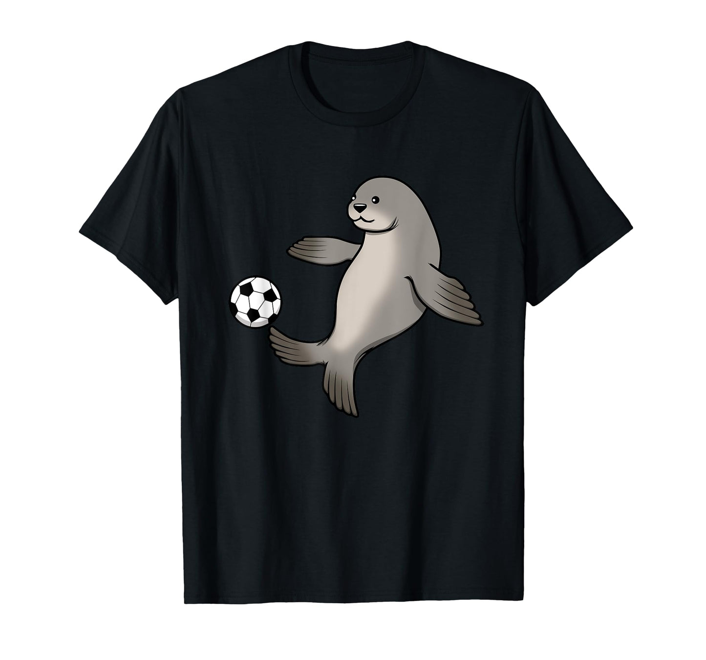 Cute Seal Playing Soccer Hobby Ball Sports T-Shirt