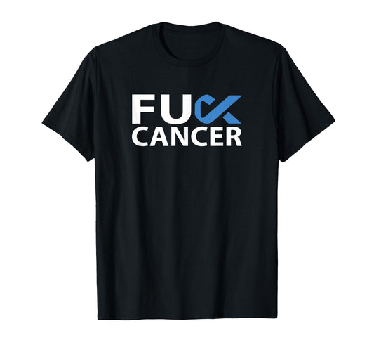 Fuck Stomach Cancer F U FU Blue Ribbon Cancer Awareness T-Shirt