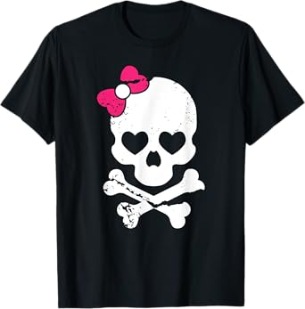Cute Skull and Cross bone Pink Bow Tie Women Girls Adorable Premium T-Shirt