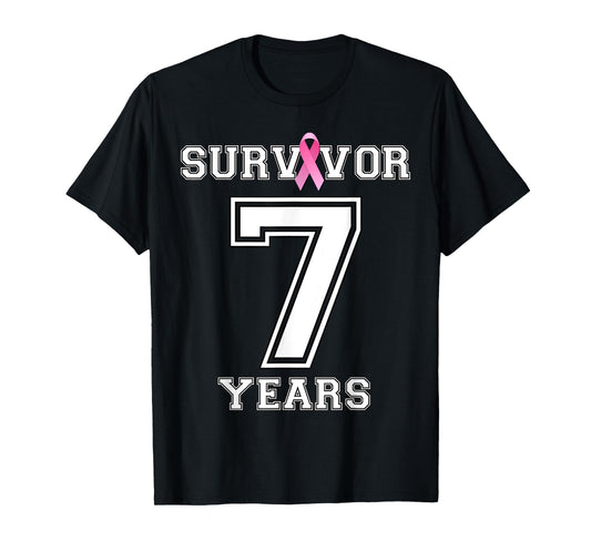7 Years Breast Cancer Survivor Gifts For Women Pink Ribbon T-Shirt