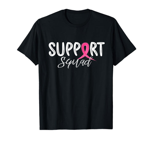 Ribbon Pink Warrior Breast Cancer Awareness Support Squad T-Shirt