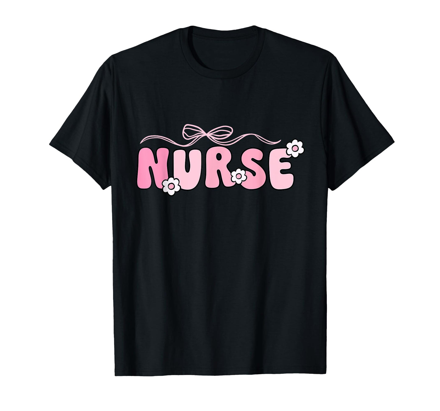 Women Pink Retro Nurse Coquette Pink Bow Girlie Nurse Life T-Shirt