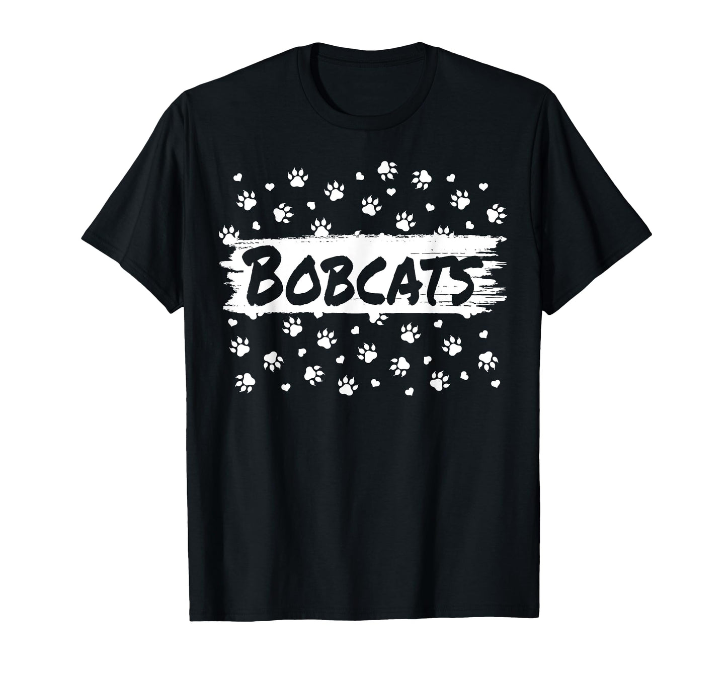 Bobcats Mascot School Spirit Men Women Leopard Footprint T-Shirt