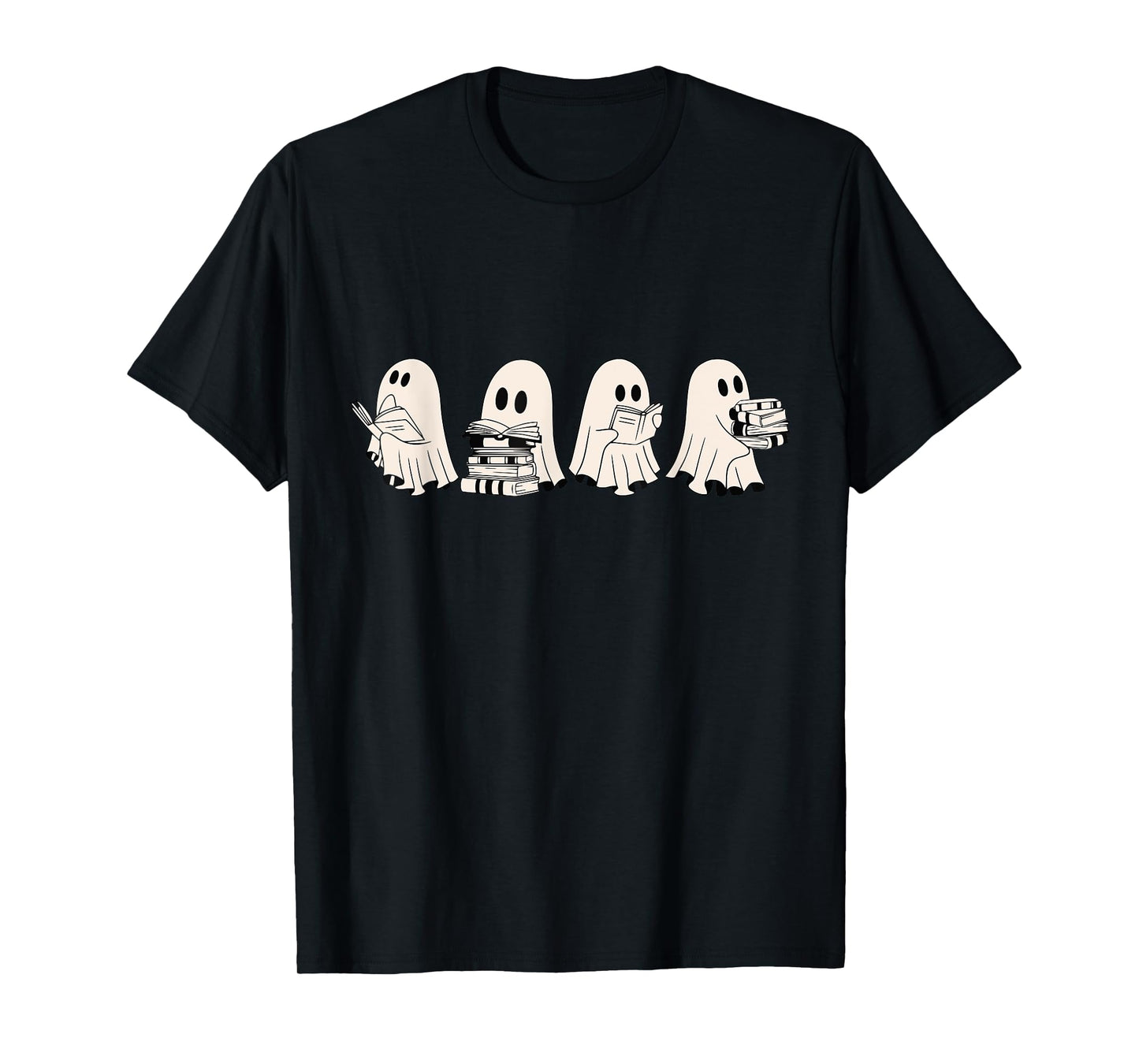 Funny Ghost Book Reading Halloween Books Lover Teacher Kids T-Shirt