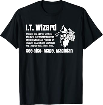 Funny Information Technology Support Computer Tech IT Wizard T-Shirt