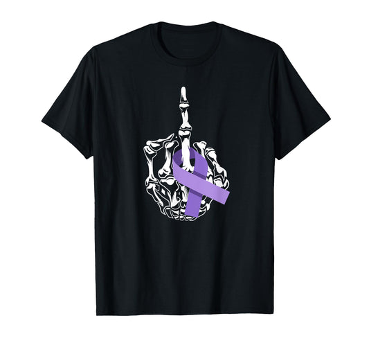 Fuck All Cancer Middle Finger Lavender Ribbon Cancer T-Shirt