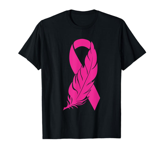 Breast Cancer Survivor Awareness Women Feather Pink Ribbon T-Shirt