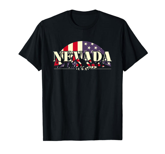 American State Nevada, Vintage Mountain Nature Hiking T-Shirt