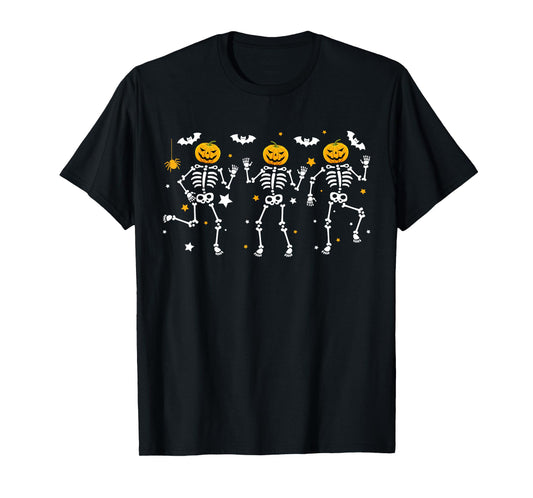 Dancing Skeleton Halloween Costume Pumpkin Skeleton Dance T-Shirt