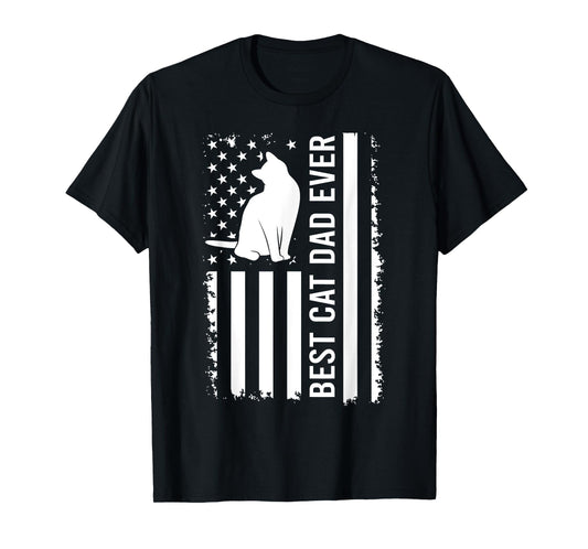 Men's Cat Dad US Flag Kitty Daddy Dad Christmas Fathers Day T-Shirt