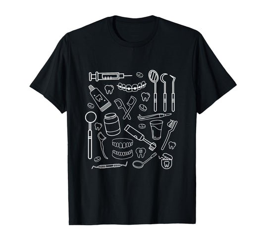 Dental Nurse Doodles Women Dentist Dentistry Students T-Shirt