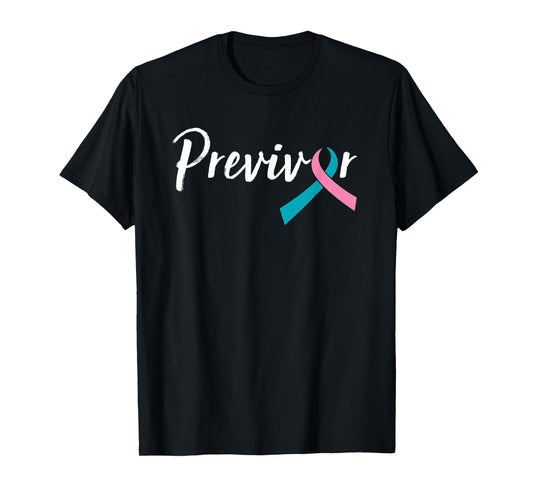 Script Previvor With Pink & Teal Ribbon T-Shirt