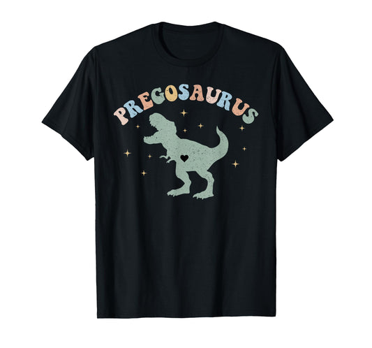 Retro Pregosaurus Pregnant Dinosaur Pregnancy Announcement T-Shirt