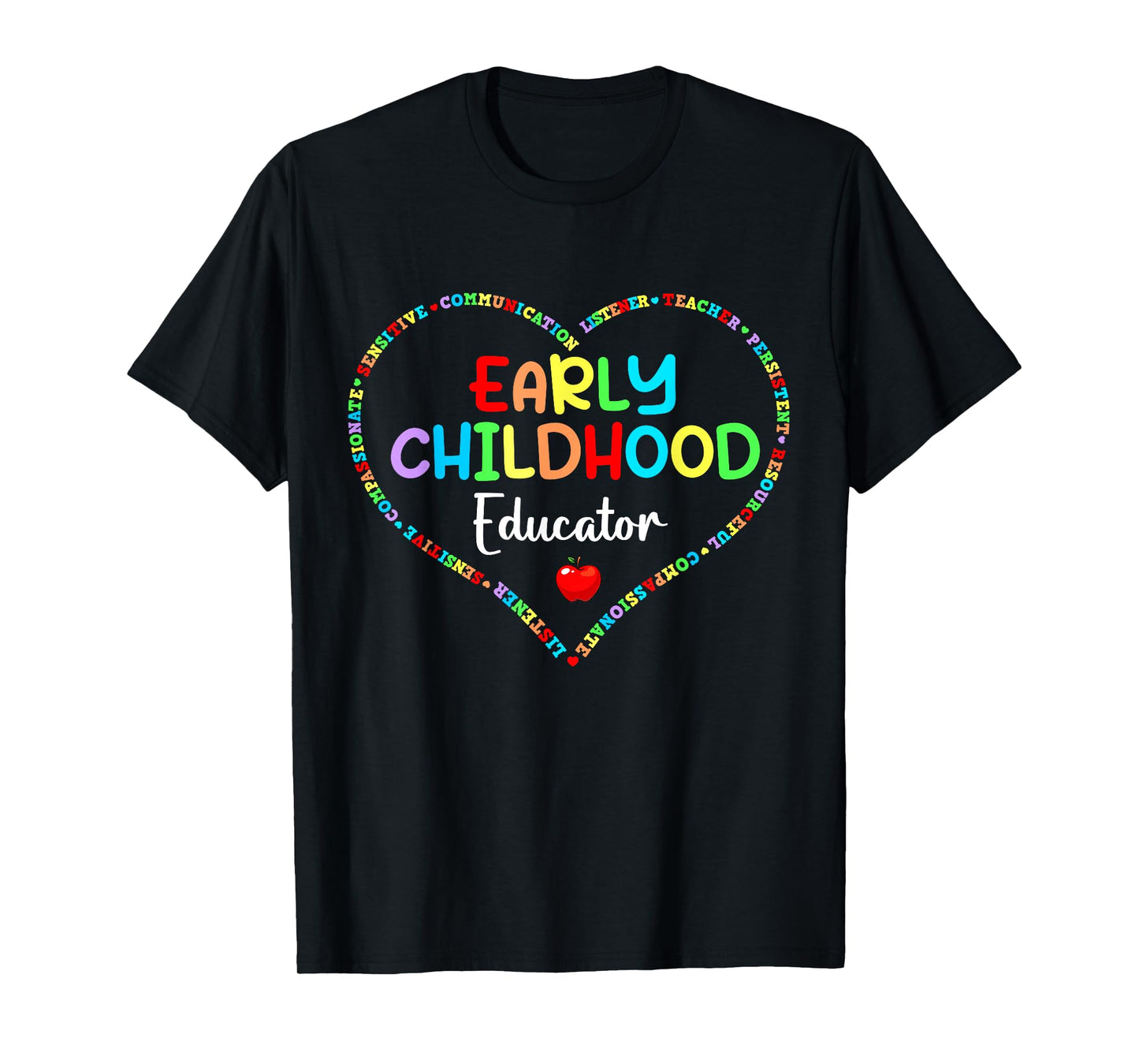 Early Childhood Educator Gift For Women Men Unisex-Kids Black Cotton 60% Polyester 40% Short Sleeve Crew Neck Modern Cute T-Shirt