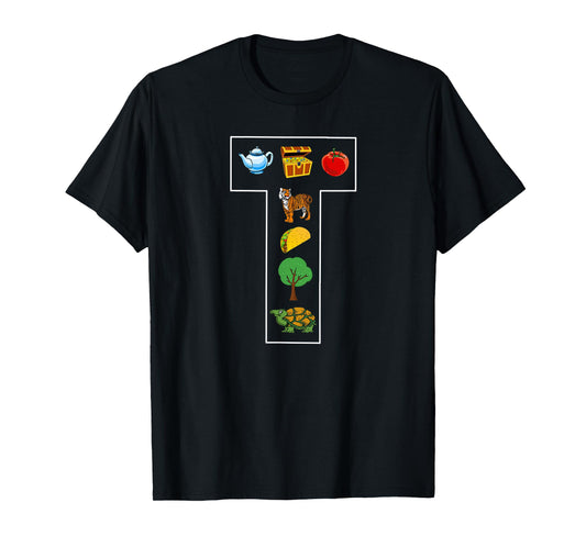 Alphabet Letter T Phonics Objects That Start With T Shirt