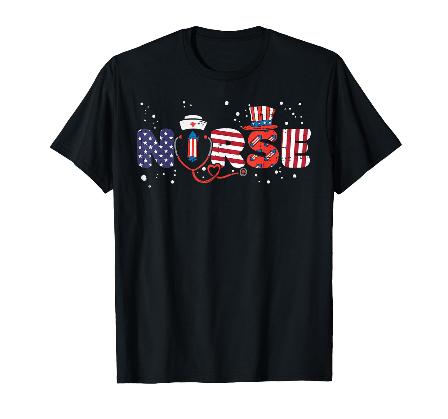 American Nurse 4th Of July Fourth Scrub Top Patriot Women RN T-Shirt
