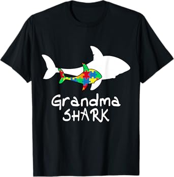 Grandma Shark Puzzle Piece Cool Autism Awareness Gift T-Shirt