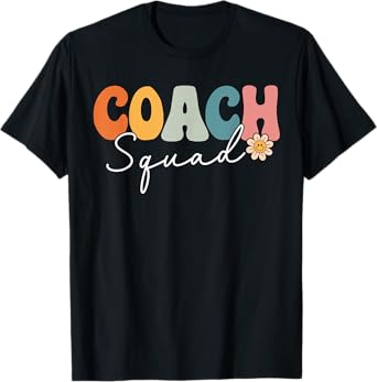 Coach Squad Team Retro Groovy Vintage First Day Of School T-Shirt