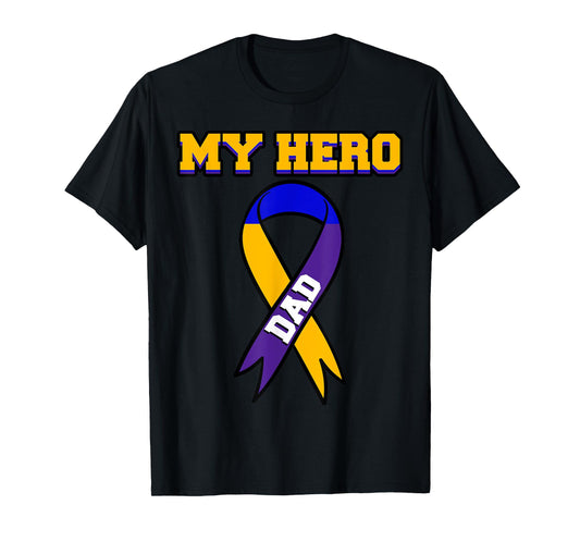 My Hero Dad Bladder Cancer Purple Blue Yellow Urologist Gift T-Shirt