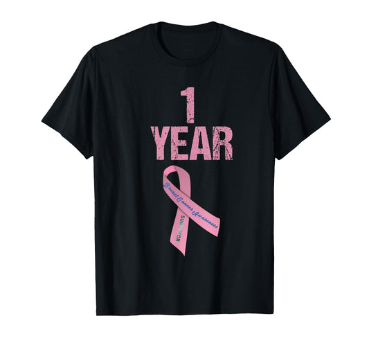 One 1 Years Survivor Breast Cancer Shirt Awareness Present T-Shirt