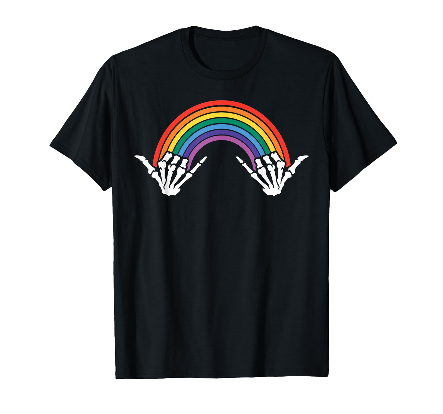 Gothic Rainbow Pride Skeleton Hands Art Colorful Bones LGBTQ T-Shirt
