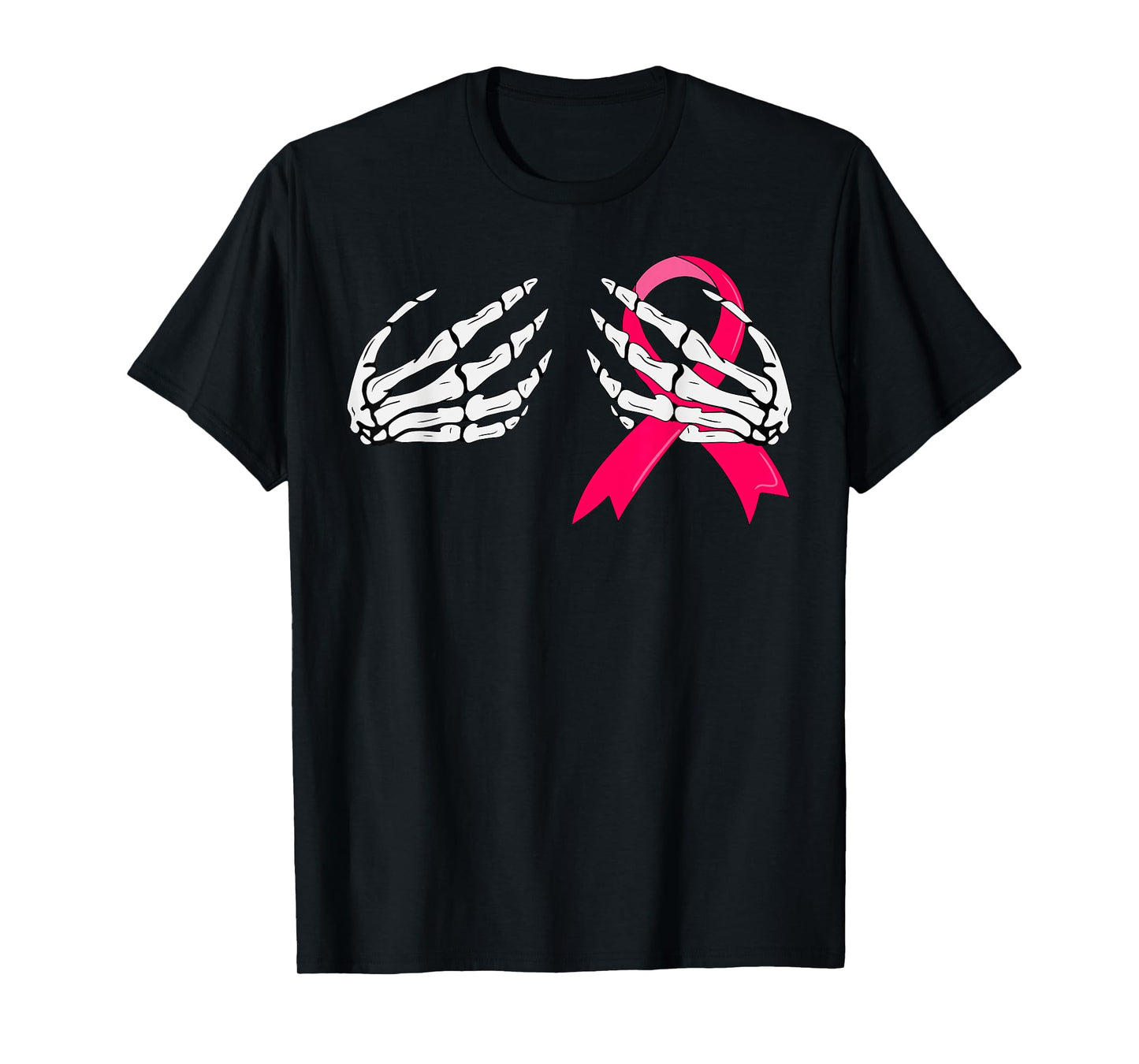Pink Ribbon Skeleton Hand Breast Cancer Awareness T-Shirt
