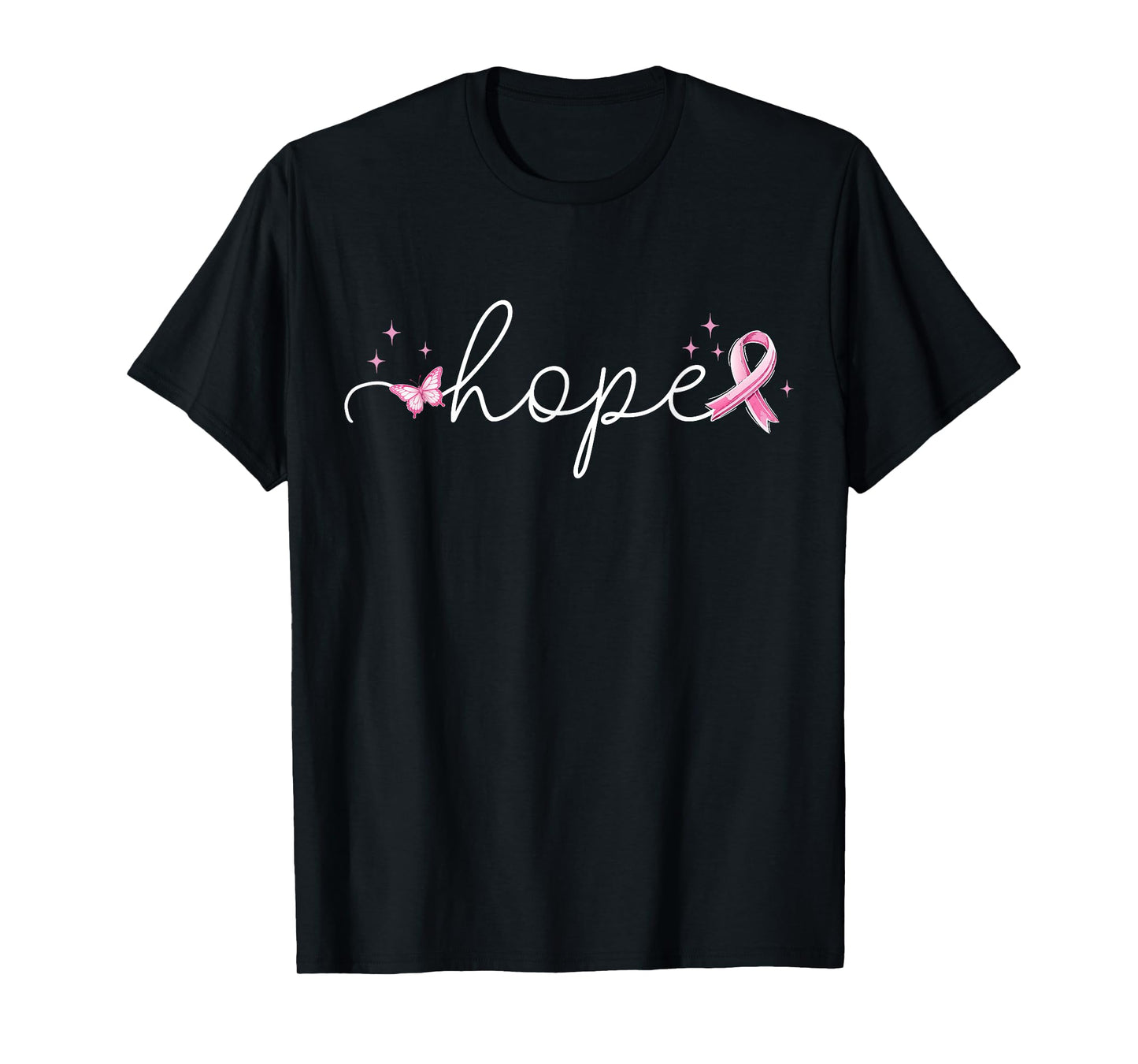 Hope Breast Cancer Awareness Pink Ribbon Warrior Butterfly T-Shirt
