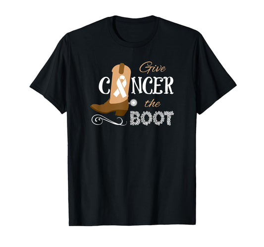 Give Cancer the Boot T-Shirt Kick Ribbon Pun T-Shirt